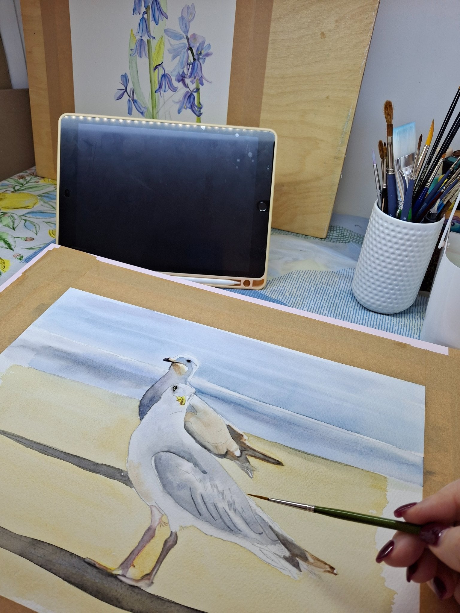 Seagulls Watercolour Framed - Gold Coast Gallery Of ArtNatalie K