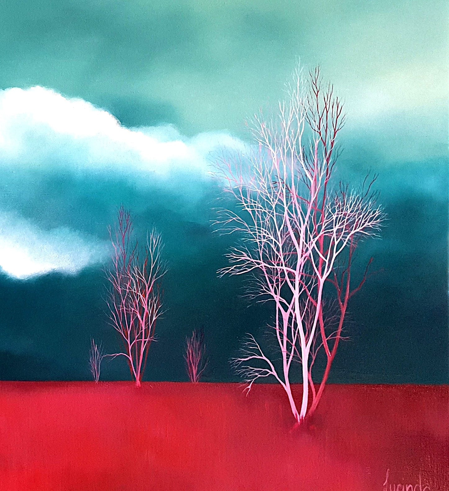 Silver Birch, Pink Fields - Gold Coast Gallery Of ArtLucinda Leveille