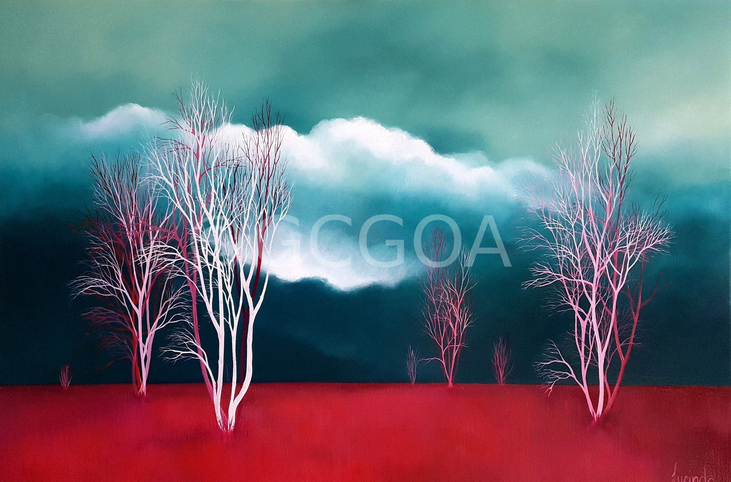 Silver Birch, Pink Fields - Gold Coast Gallery Of ArtLucinda Leveille
