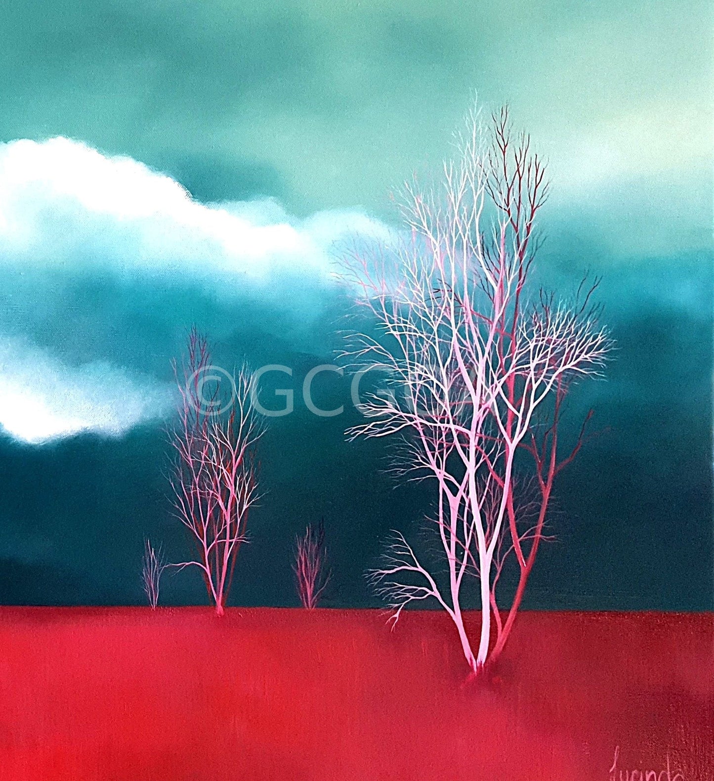 Silver Birch, Pink Fields - Gold Coast Gallery Of ArtLucinda Leveille