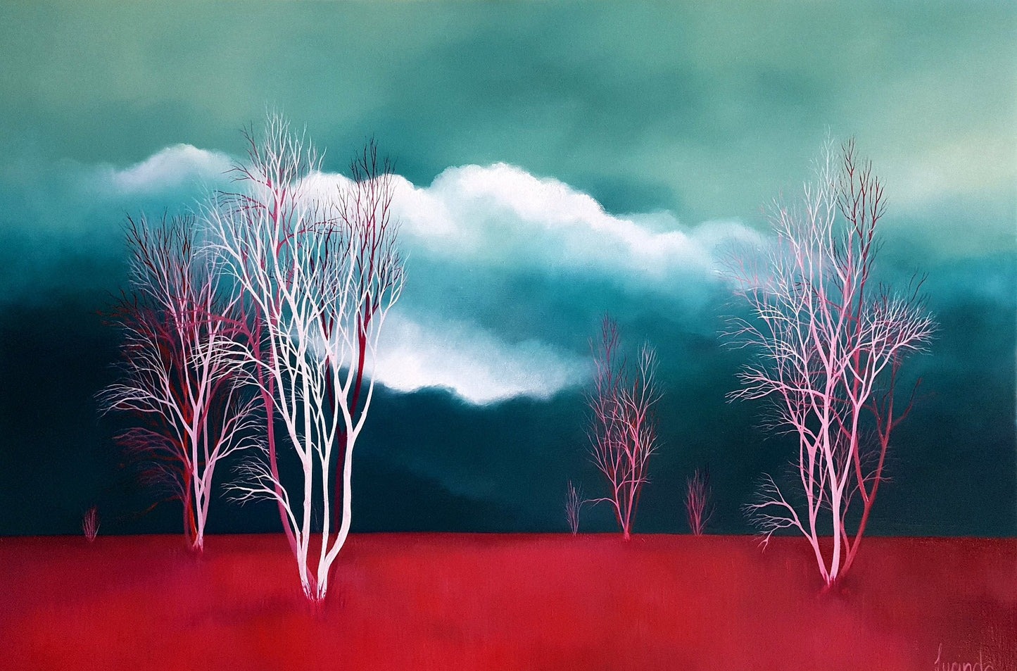 Silver Birch, Pink Fields - Gold Coast Gallery Of ArtLucinda Leveille