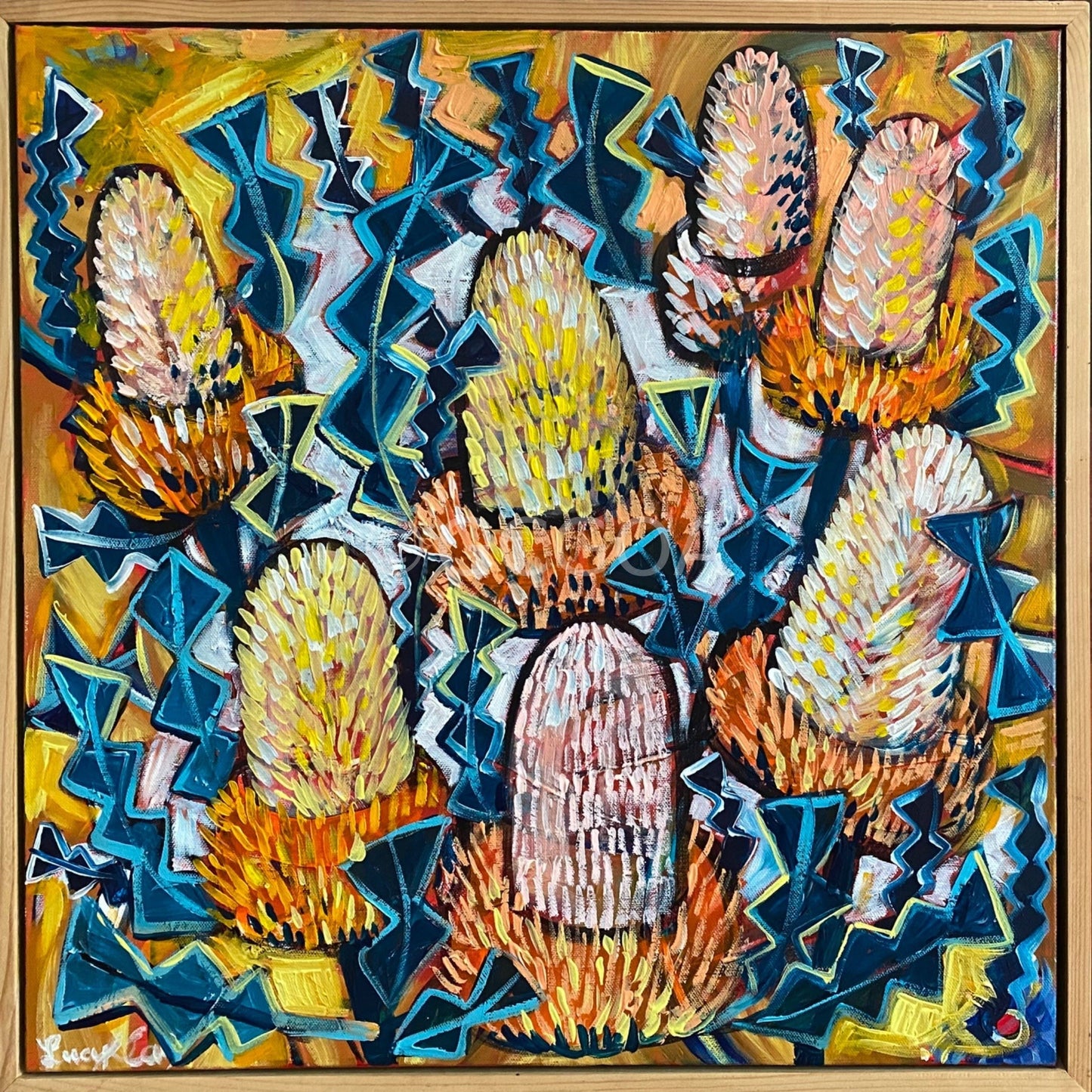 Teal and Yellow Paradise - Original Art - Gold Coast Gallery Of ArtLucy Car