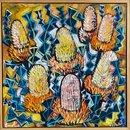 Teal and Yellow Paradise - Original Art - Gold Coast Gallery Of ArtLucy Car