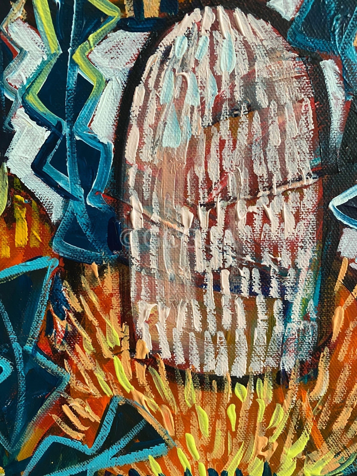 Teal and Yellow Paradise - Original Art - Gold Coast Gallery Of ArtLucy Car