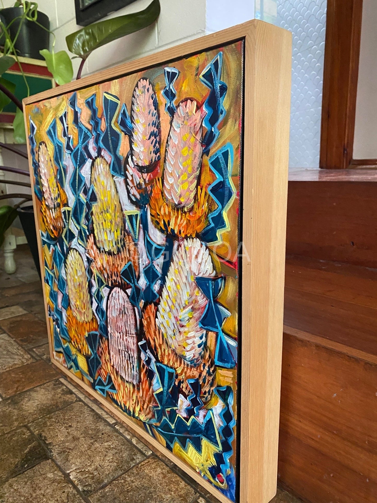Teal and Yellow Paradise - Original Art - Gold Coast Gallery Of ArtLucy Car