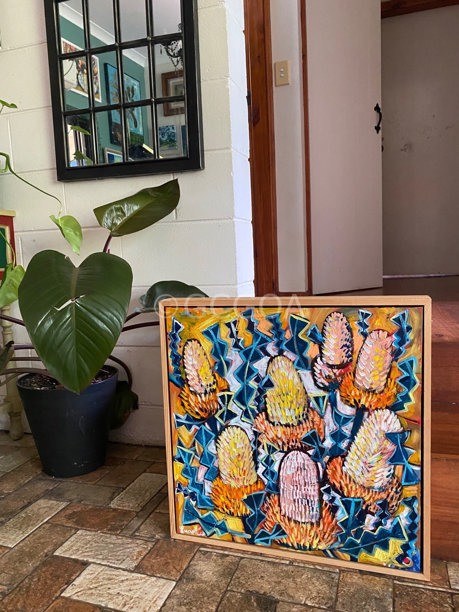 Teal and Yellow Paradise - Original Art - Gold Coast Gallery Of ArtLucy Car