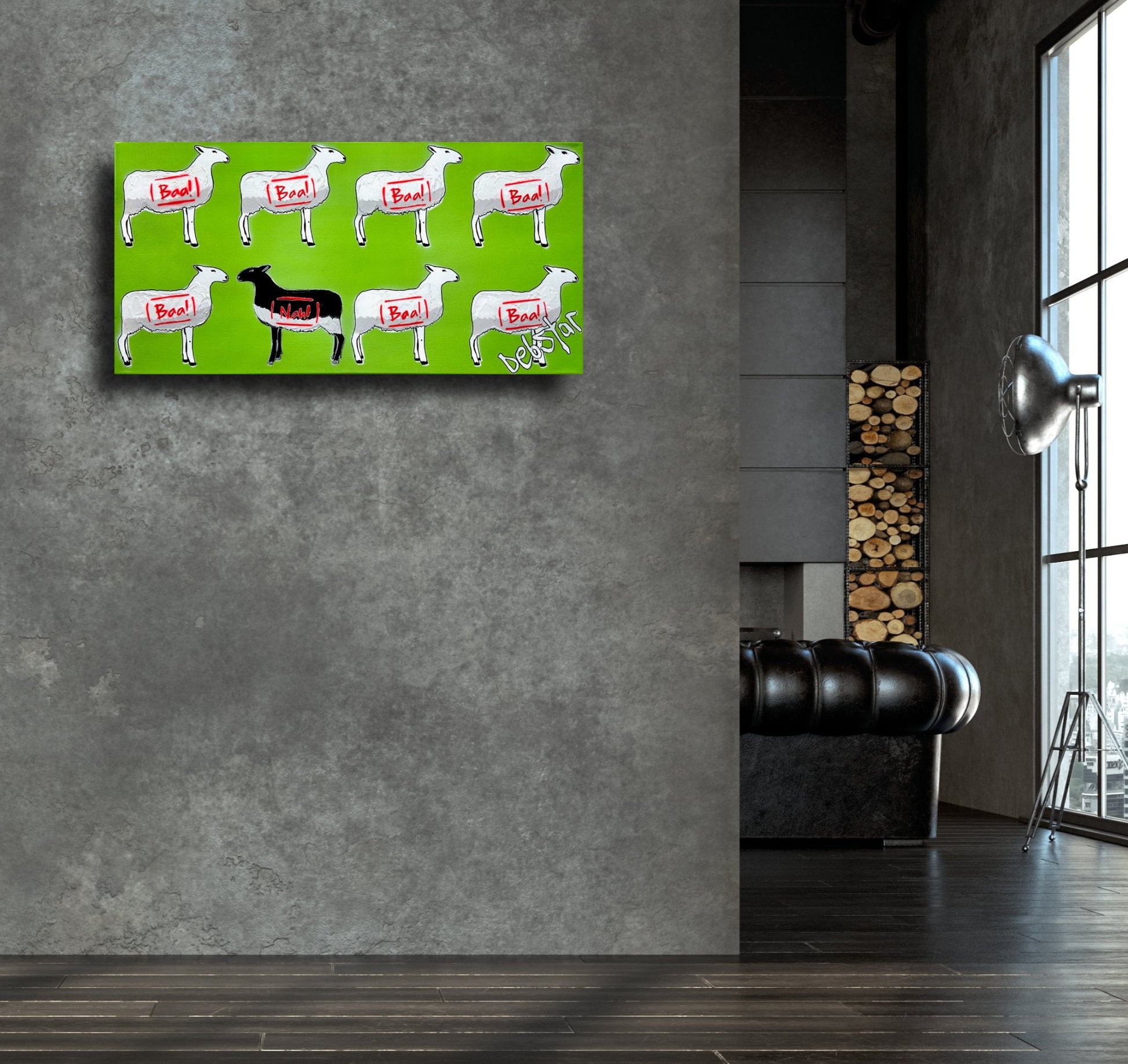 The Black Sheep Green 3 61cm x 30.5cm - Gold Coast Gallery Of ArtDeborah Lang