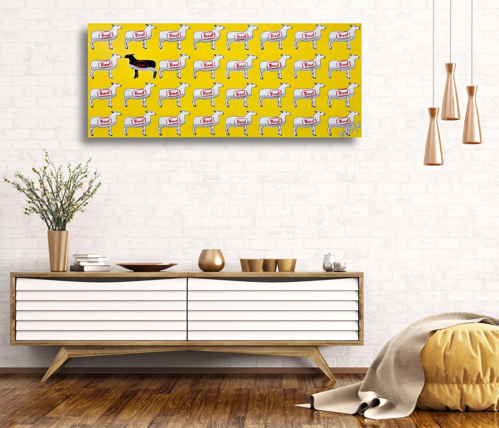 The Black Sheep - Yellow 122cm x 61cm - Gold Coast Gallery Of ArtDeborah Lang