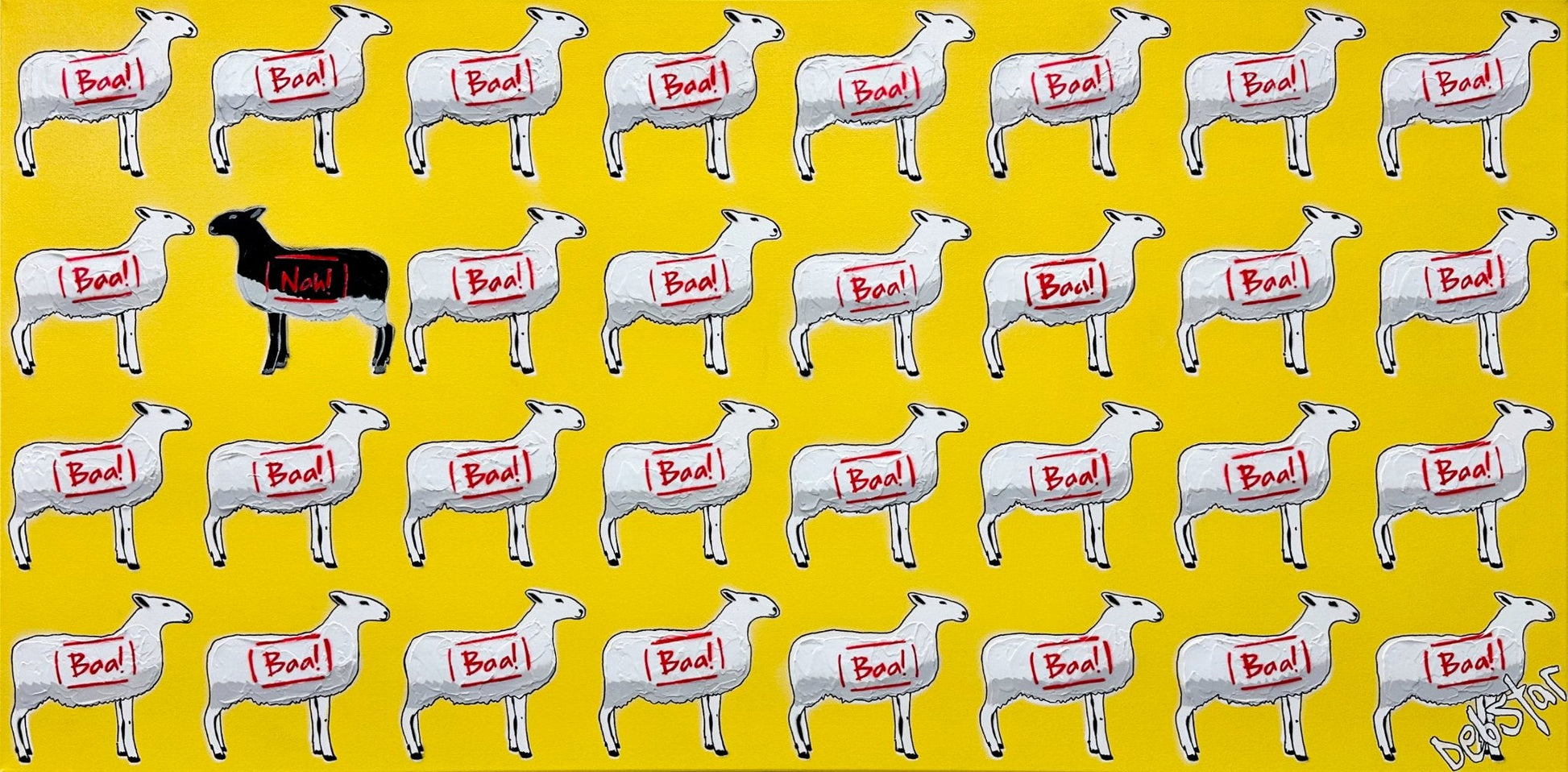 The Black Sheep - Yellow 122cm x 61cm - Gold Coast Gallery Of ArtDeborah Lang