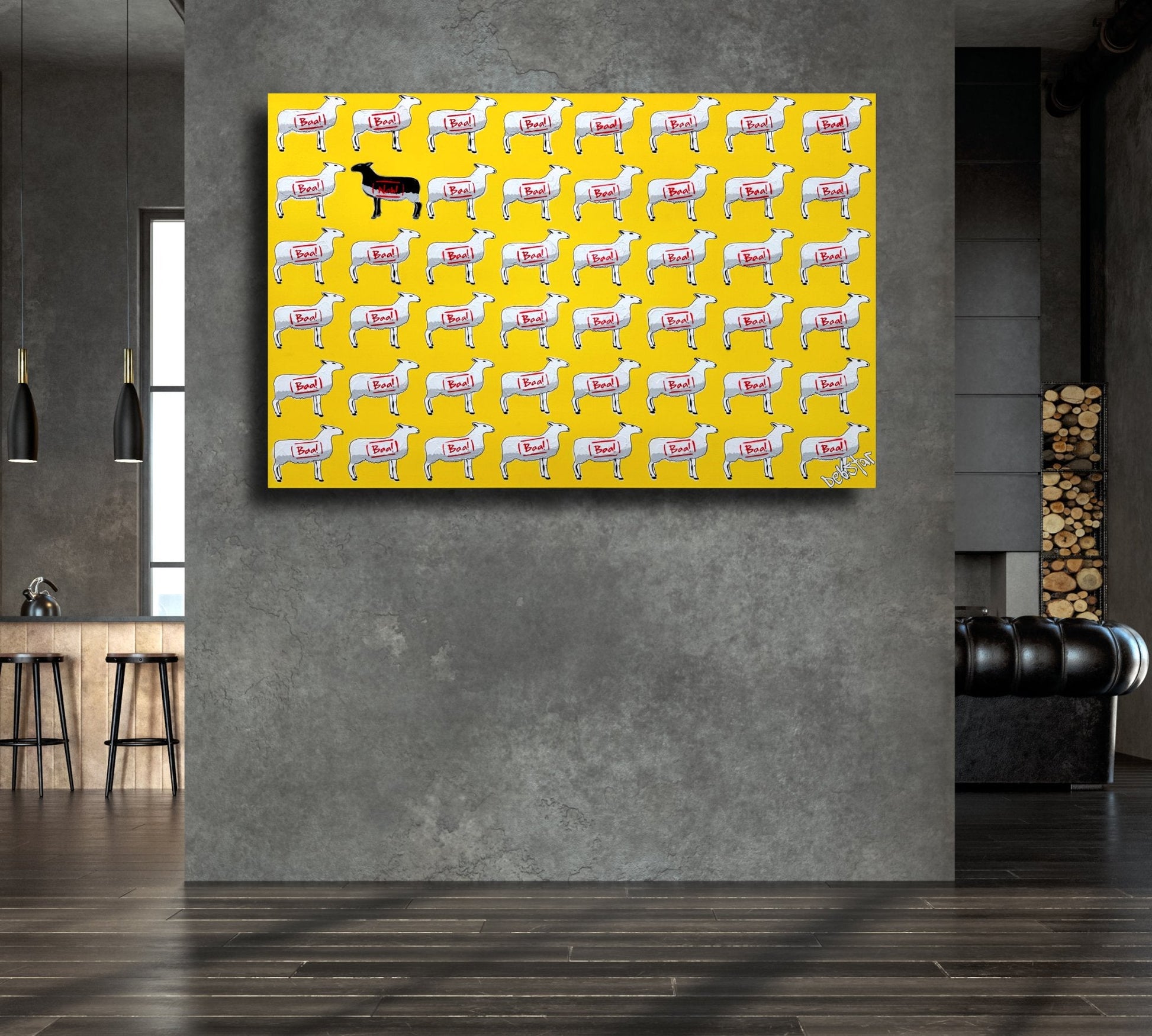 The Black Sheep Yellow 122cm x 91cm - Gold Coast Gallery Of ArtDeborah Lang
