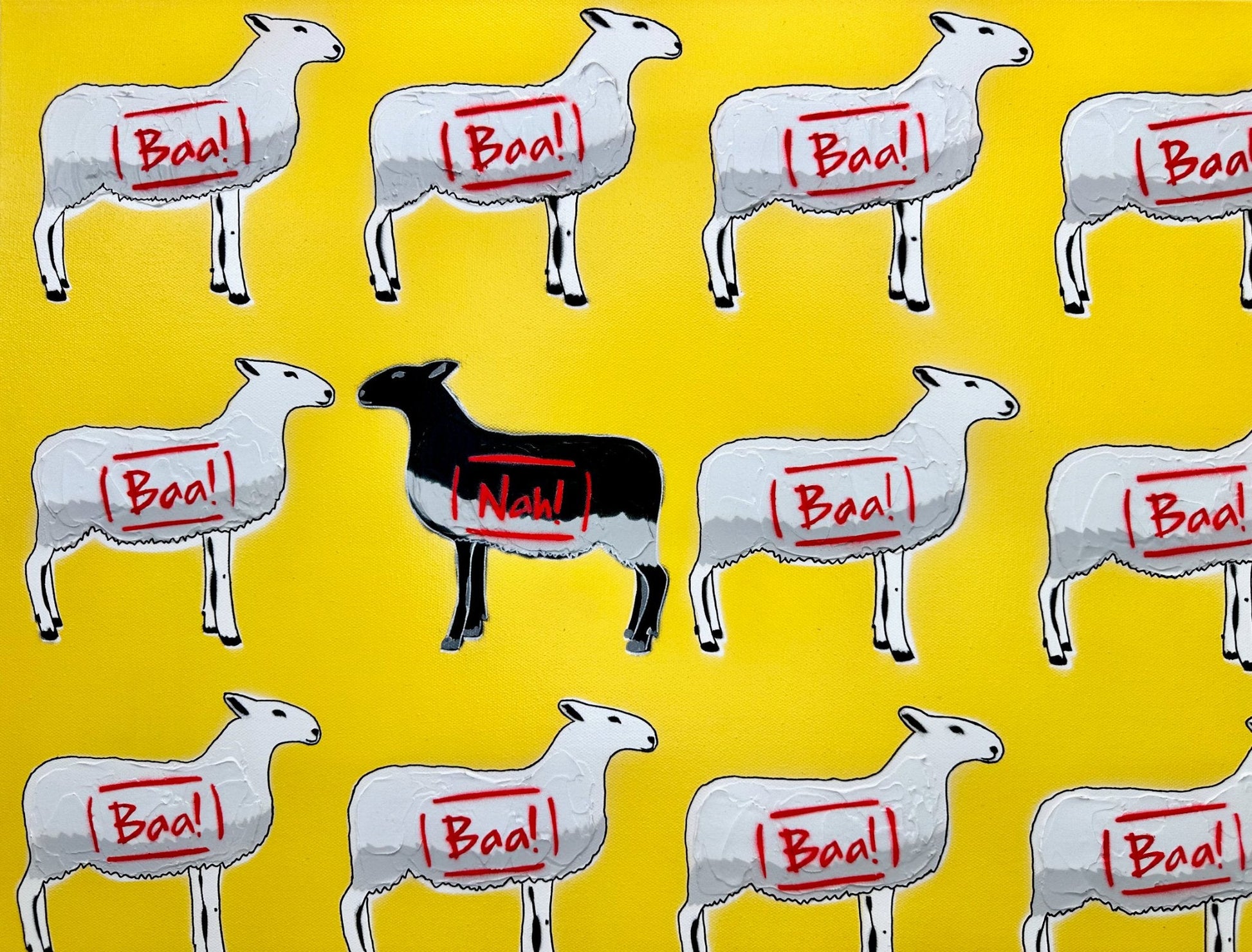 The Black Sheep Yellow 122cm x 91cm - Gold Coast Gallery Of ArtDeborah Lang