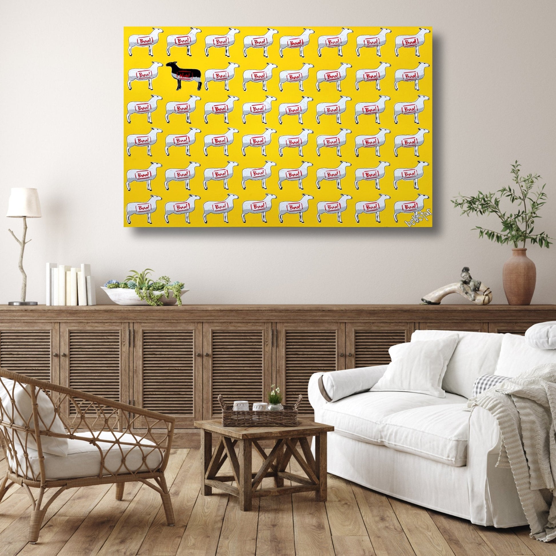 The Black Sheep Yellow 122cm x 91cm - Gold Coast Gallery Of ArtDeborah Lang
