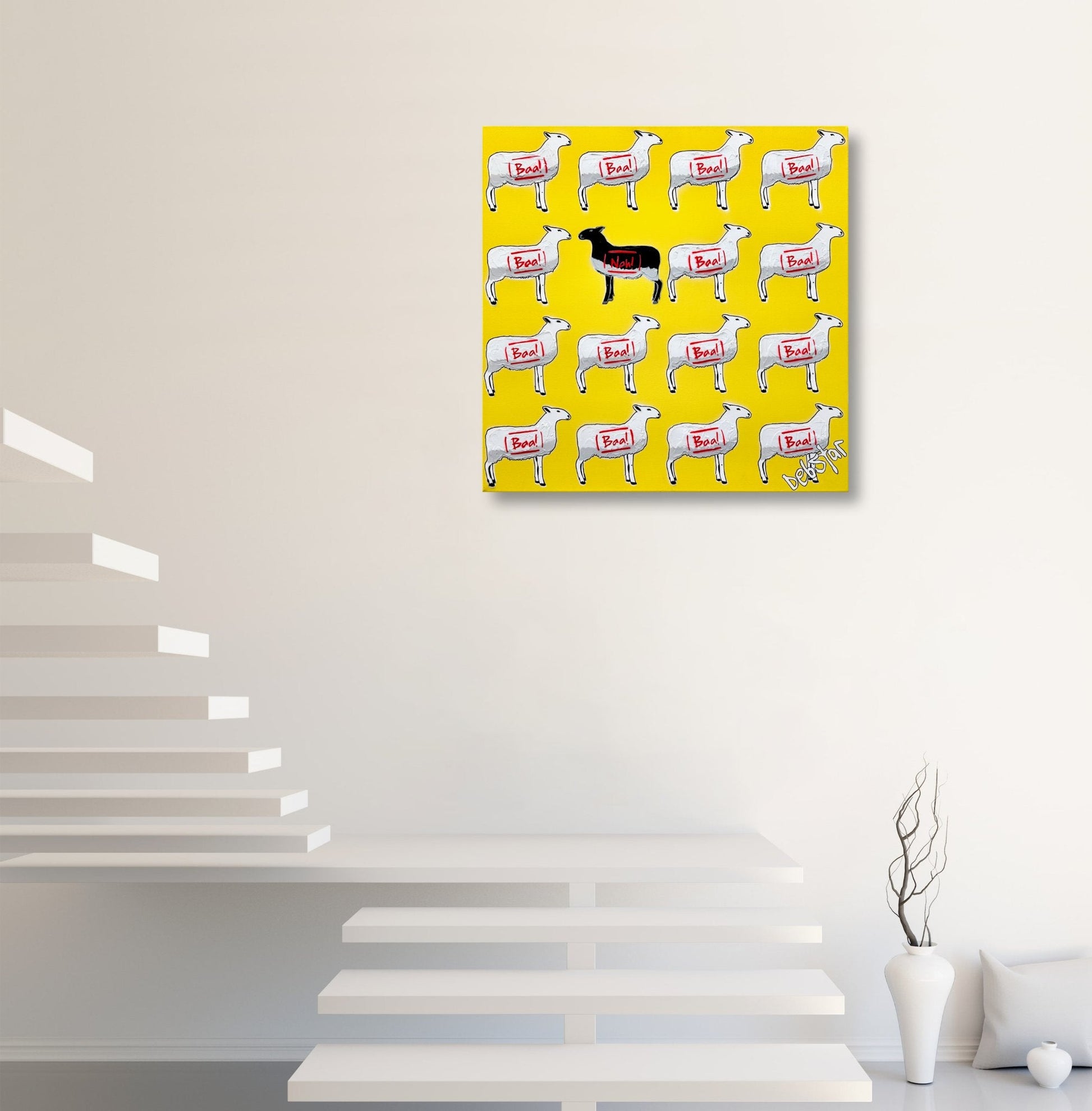 The Black Sheep - Yellow 3 60cm x 60cm - Gold Coast Gallery Of ArtDeborah Lang