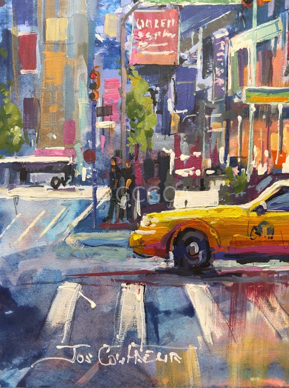 Yellow Taxi in New York City - Original Art - Gold Coast Gallery Of Artjos coufreur