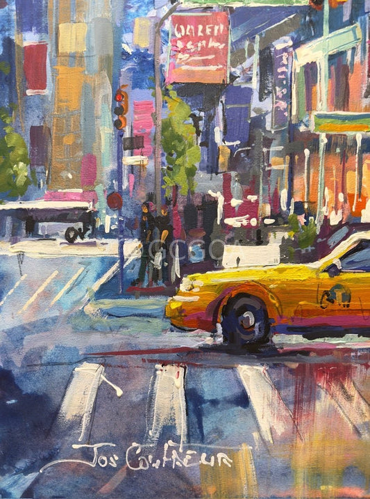 Yellow Taxi in New York City - Original Art - Gold Coast Gallery Of Artjos coufreur