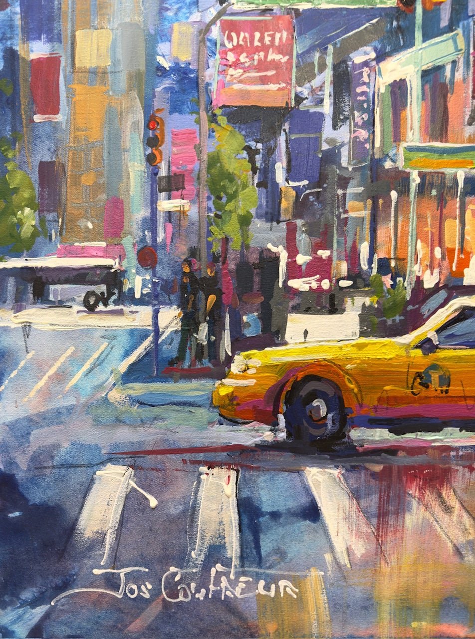 Yellow Taxi in New York City - Original Art - Gold Coast Gallery Of ArtJos Coufreur